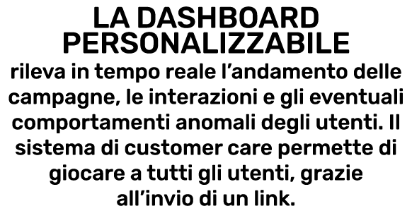 La dashboard personalizzabile rileva in tempo reale l andamento delle campagne, le interazioni e gli eventuali compor   