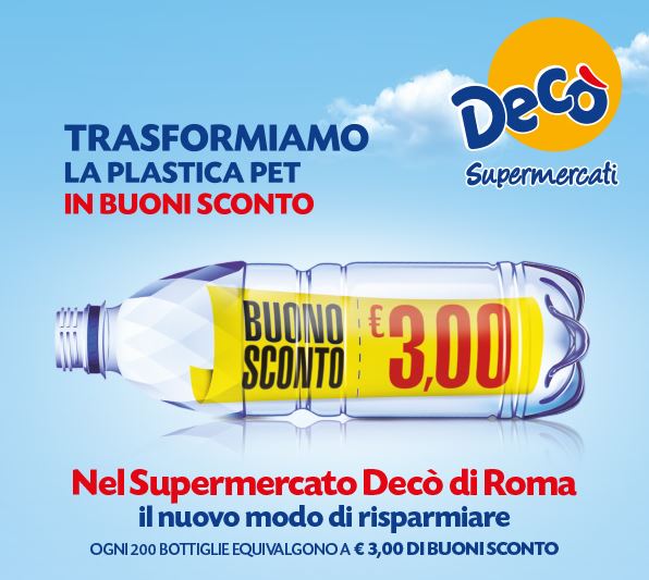 Buoni sconto in cambio di bottiglie di plastica da riciclare