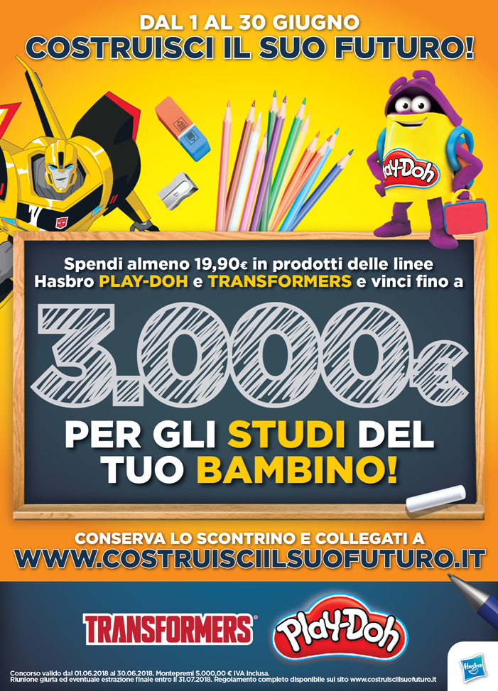 Il concorso in 2 fasi di Hasbro a favore della formazione dei bambini