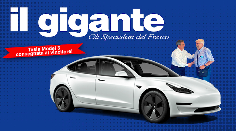 Il Gigante per il Concorso Anniversario premia con una Tesla