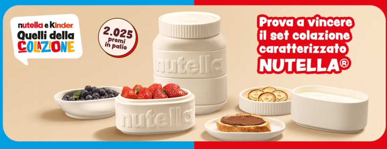 Ferrero, per il concorso estivo in palio il set colazione Nutella